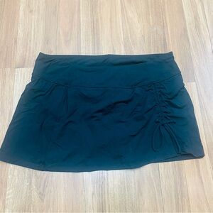 CALIA RUCHED SWIM SKIRT SKORT PURE BLACK |  Size-Medium